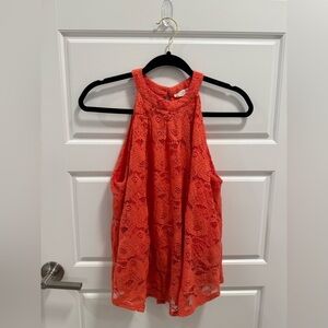 Sophie Rue Vibrant Orange Lace Halter Top